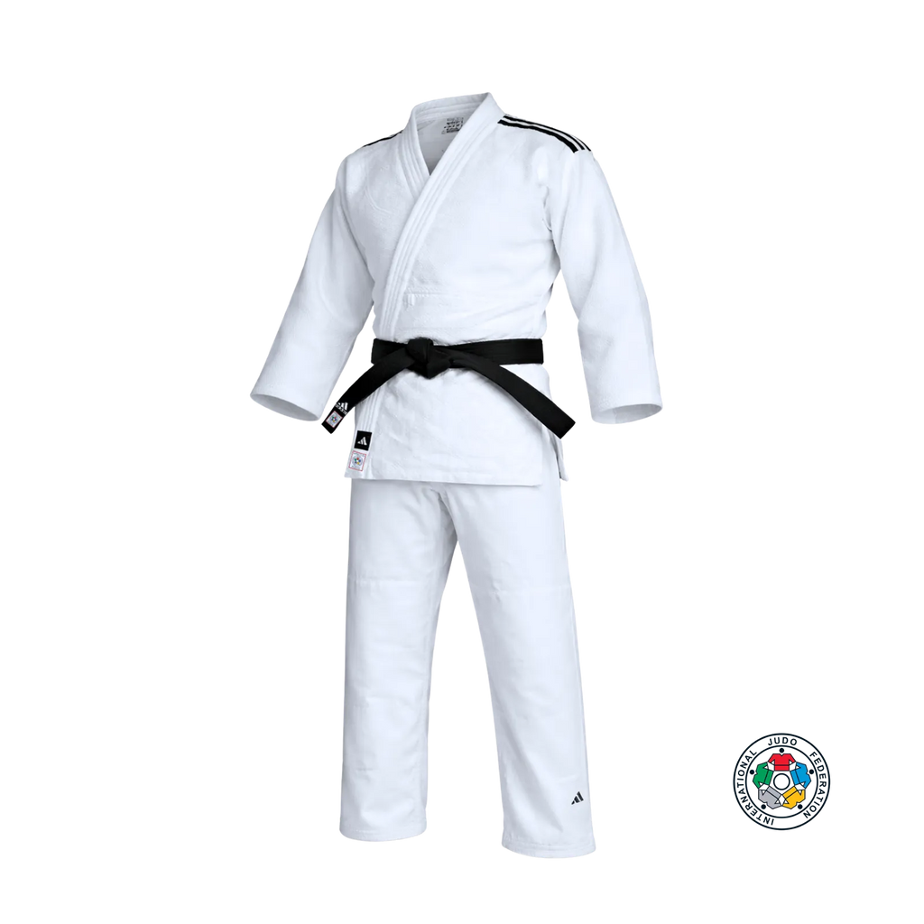 Adidas Champion III IJF judopak slimfit wit Pakken