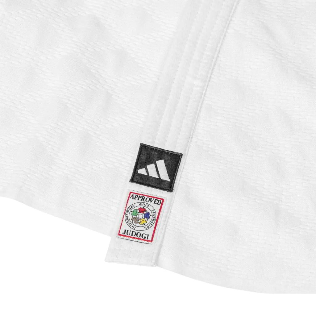 Adidas Champion III IJF judopak slimfit wit Pakken